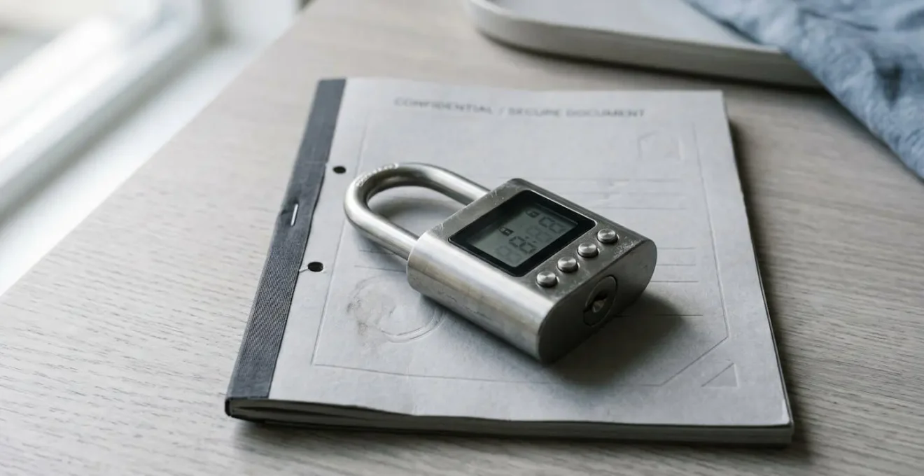 Un cadenas numérique protégeant un document, symbolisant la sécurité des transferts de fichiers