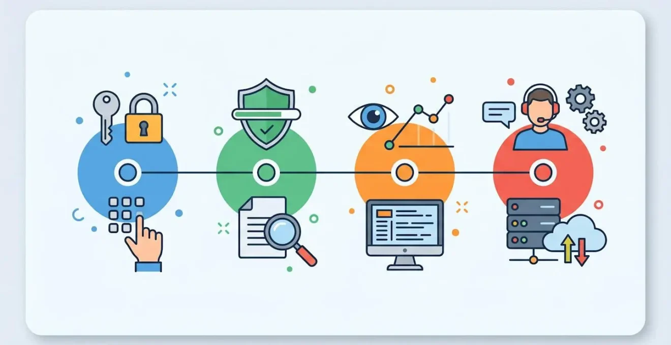 Timeline des étapes de sécurisation du transfert de fichiers